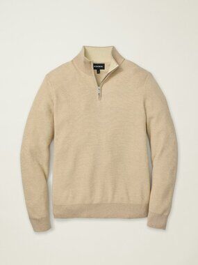 Bonobos Beige Quarter Zip (Small) - Cotton/Cashmere